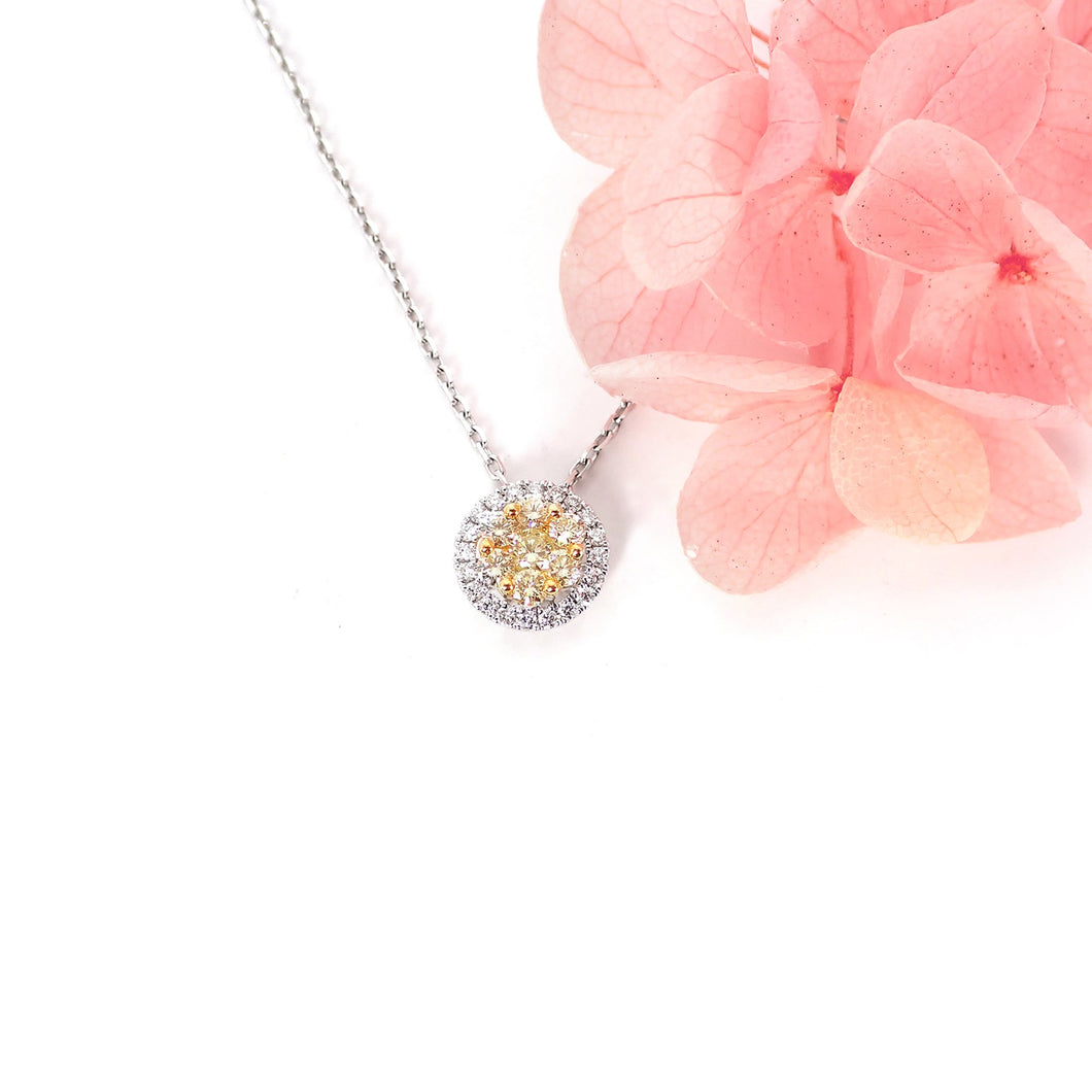 18K白金黃鑽吊墜